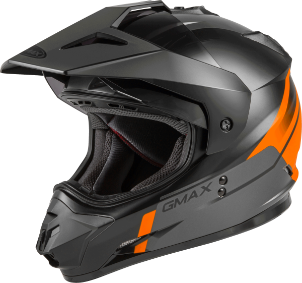 GMAX - GM-11 DUAL-SPORT SCUD HELMET MATTE BLACK/ORANGE/GREY 2X - Image 1