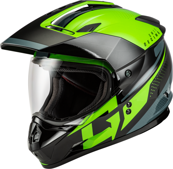 GMAX - GM-11 DECIMA HELMET BLACK/GREEN 2X - Image 1