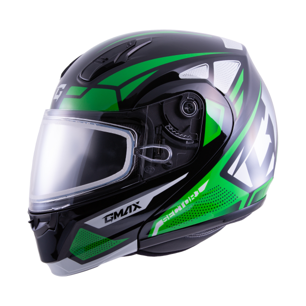 GMAX - MD-04S SECTOR SNOW HELMET BLK/GREEN/WHT 2X - Image 1