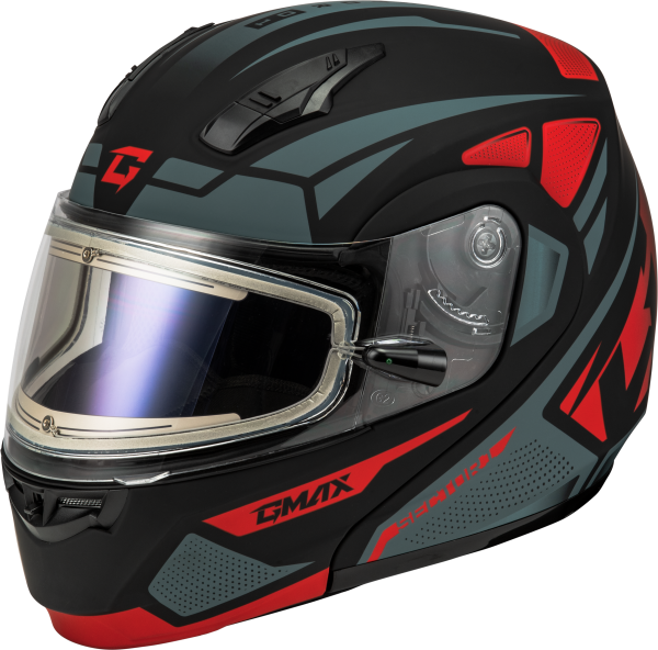 GMAX - MD-04S SECTOR SNOW HELMET W/ ELEC SHIELD MATTE BLACK/RED 2X - Image 1