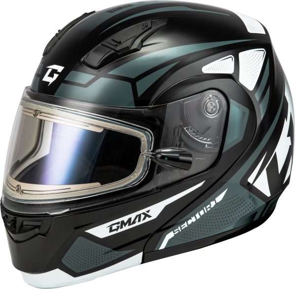 GMAX - MD-04S SECTOR SNOW HELMET W/ ELECTRIC SHIELD BLK/SILVER 3X - Image 1