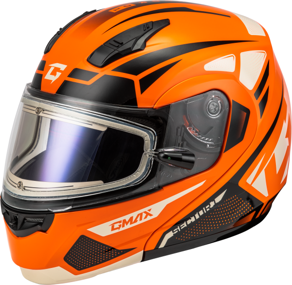 GMAX - MD-04S SECTOR SNOW HELMET W/ ELECTRIC SHIELD ORANGE/BLK XS - Image 1