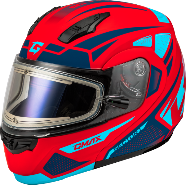 GMAX - MD-04S SECTOR SNOW HELMET W/ ELEC SHIELD MATTE RED/BLUE 2X - Image 1