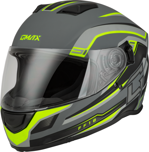 GMAX - FF-18 DRIFT HELMET MATTE GREY/HI-VIZ XS - Image 1