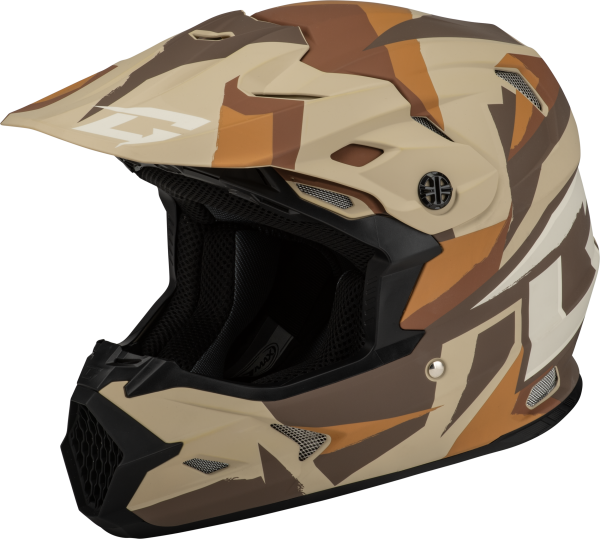 GMAX - MX-96 SPLINTER HELMET MATTE BROWN/TAN/WHITE  XS - Image 1