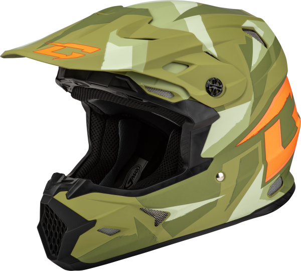 GMAX - MX-96 SPLINTER HELMET MATTE GREEN/ORANGE 2X - Image 1