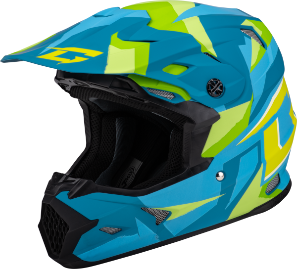 GMAX - MX-96 SPLINTER HELMET MATTE BLUE/GREEN 2X - Image 1