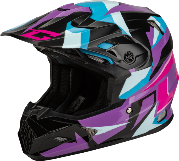 GMAX - MX-96 SPLINTER HELMET BLACK/PURPLE/BLUE 2X - Image 1