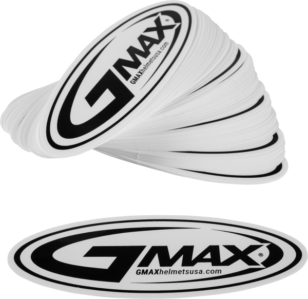 GMAX - STICKER GMAX HELMETS LOGO BLACK/WHITE 5" 100/PK - Image 1