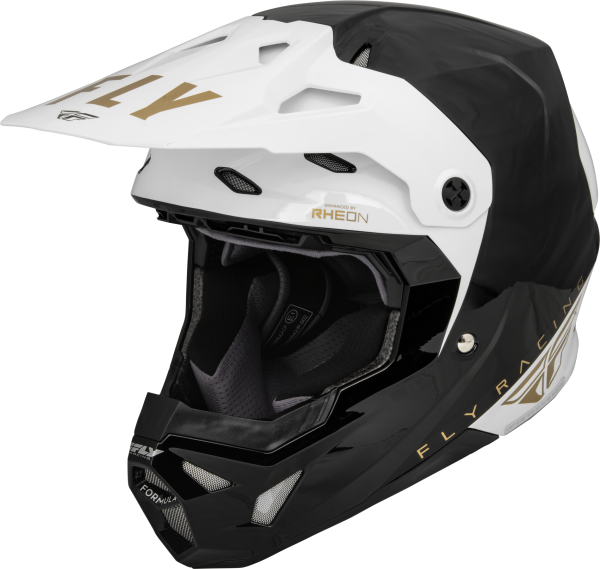 FLY RACING - FORMULA CP SLANT HELMET BLACK/WHITE/GOLD 2X - Image 1