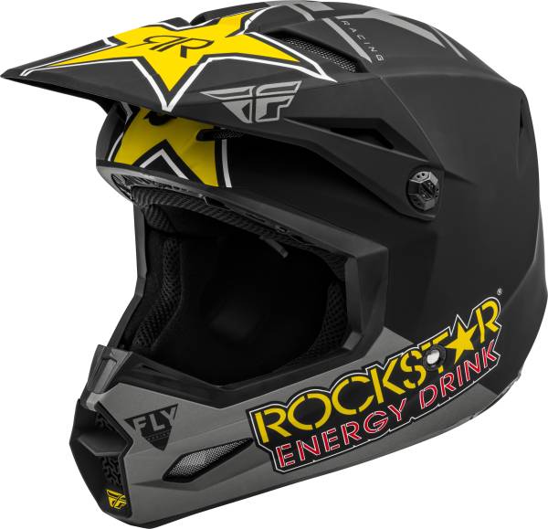 FLY RACING - KINETIC ROCKSTAR HELMET MATTE GREY/BLACK/YELLOW XS - Image 1