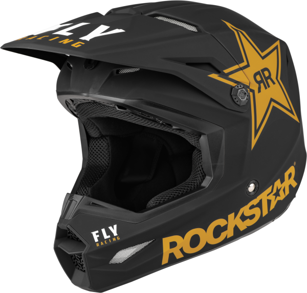 FLY RACING - KINETIC ROCKSTAR HELMET MATTE BLACK/GOLD 2X - Image 1