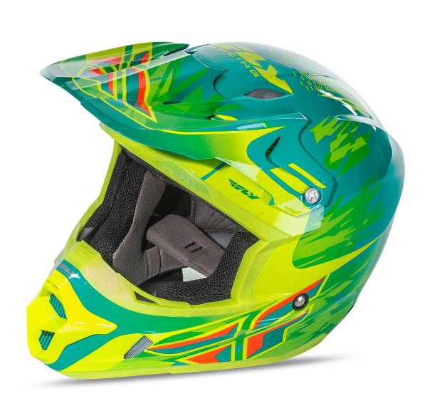 FLY RACING - KINETIC PRO SHORTY REPLICA HELMET TEAL/YELLOW MD - Image 1