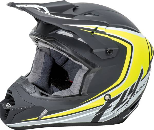 FLY RACING - KINETIC FULLSPEED HELMET MATTE BLACK/HI-VIS XS - Image 1