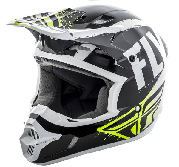 FLY RACING - KINETIC BURNISH HELMET BLACK/WHITE/HI-VIS 2X - Image 1