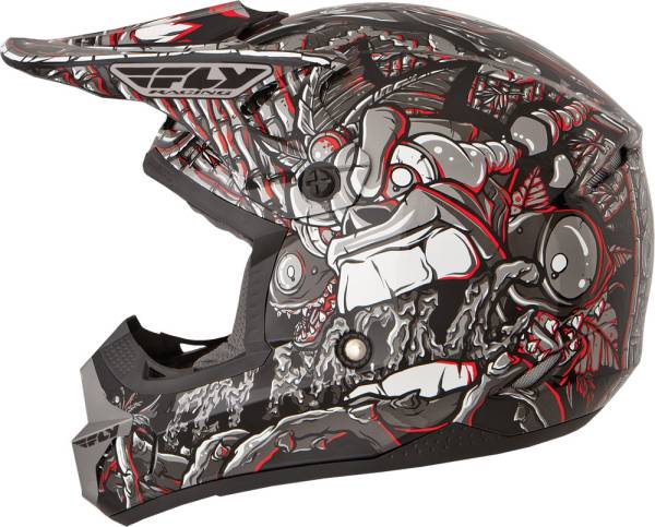 FLY RACING - KINETIC JUNGLE HELMET GREY/RED YM - Image 1