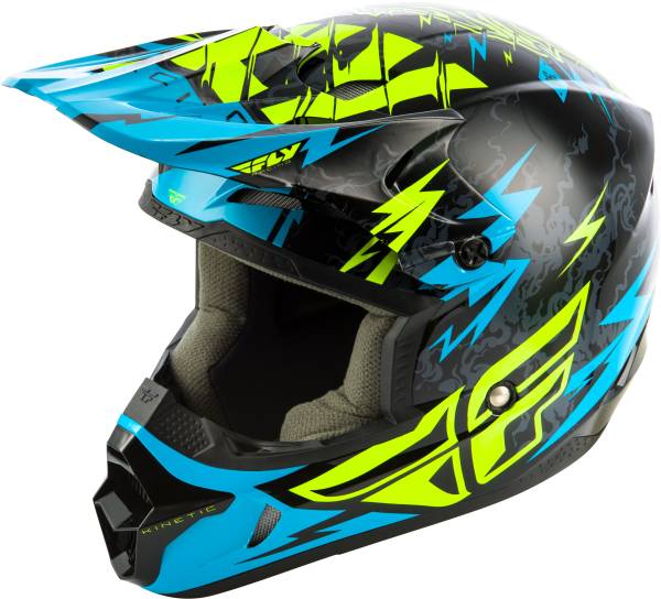 FLY RACING - KINETIC SHOCKED HELMET BLACK/TEAL YL - Image 1