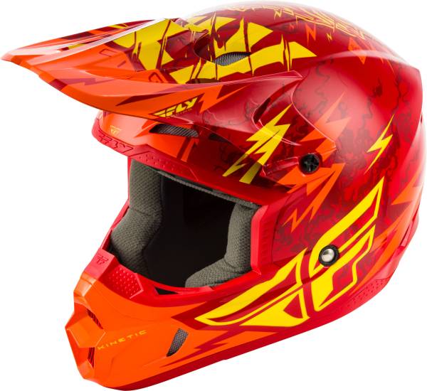 FLY RACING - KINETIC SHOCKED HELMET RED/YELLOW YS - Image 1