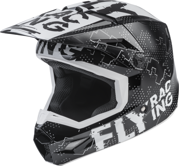 FLY RACING - YOUTH KINETIC SCAN HELMET BLACK/WHITE YL - Image 1