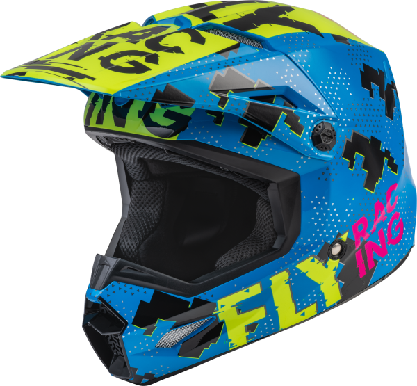 FLY RACING - YOUTH KINETIC SCAN HELMET BLUE/HI-VIS/PINK YL - Image 1