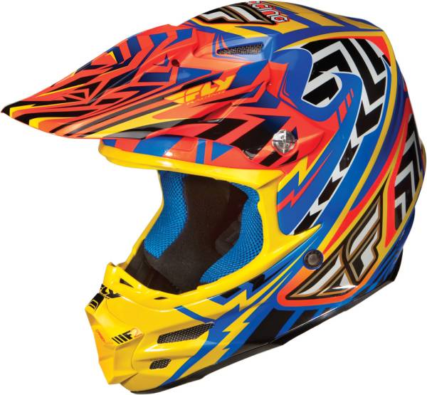 FLY RACING - F2 SHORT REPLICA HELMET ORANGE /BLUE/YELLOW XS - Image 1