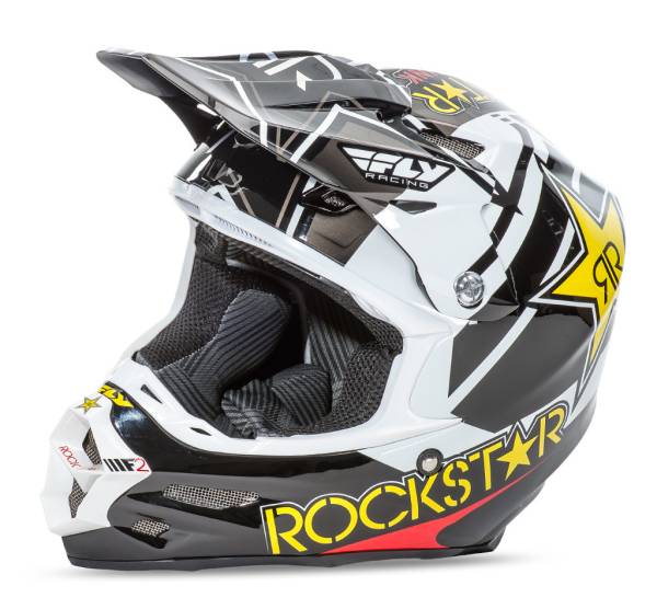 FLY RACING - F2 CARBON ROCKSTAR HELMET BLACK/WHITE 2X - Image 1