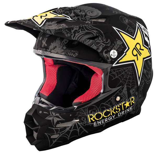 FLY RACING - F2 CARBON ROCKSTAR HELMET MATTE BLACK/CHARCOAL/YELLOW XS - Image 1