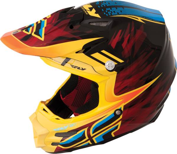 FLY RACING - F2 CARBON SHORTY HELMET BLACK/YELLOW/BLUE 2X - Image 1