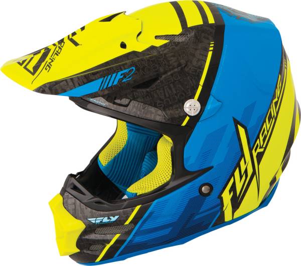 FLY RACING - F2 CARBON CANARD HELMET BLACK/BLUE/HI-VIS 2X - Image 1