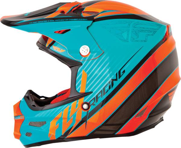 FLY RACING - F2 CARBON FASTBACK HELMET TEAL/ORANGE/BLACK 2X - Image 1