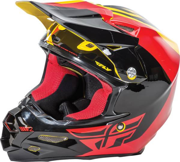 FLY RACING - F2 CARBON PURE HELMET YELLOW/BLACK/RED 2X - Image 1