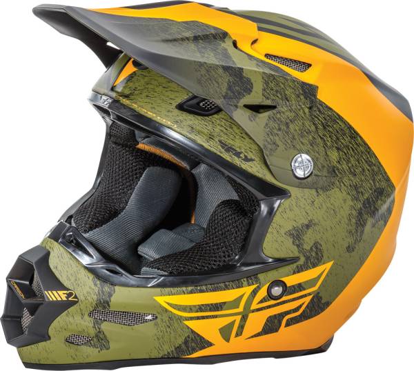 FLY RACING - F2 CARBON PURE HELMET MATTE BLACK/ORANGE/CAMO 2X - Image 1