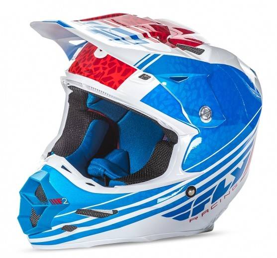 FLY RACING - F2 ANIMAL HELMET BLUE/WHITE/RED 2X - Image 1