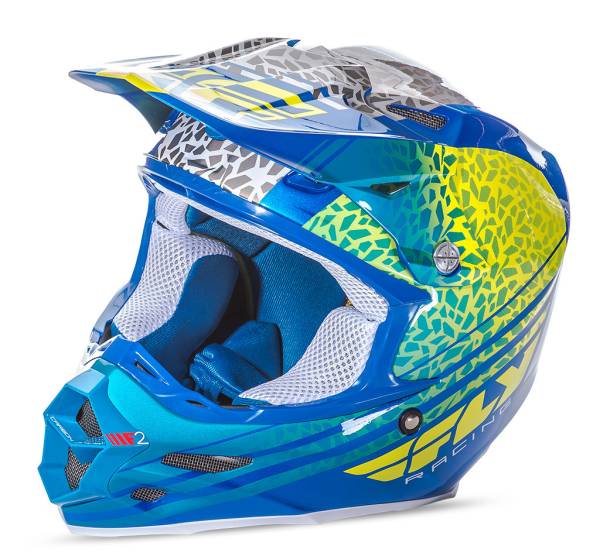 FLY RACING - F2 ANIMAL HELMET YELLOW/BLUE/WHITE 2X - Image 1