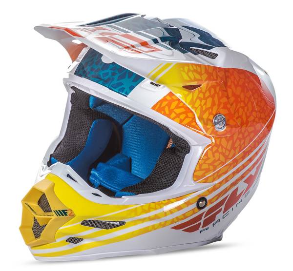 FLY RACING - F2 ANIMAL HELMET ORANGE/WHITE/TEAL XS - Image 1