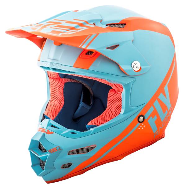 FLY RACING - F2 CARBON REWIRE HELMET MATTE LIGHT BLUE/ORANGE 2X - Image 1