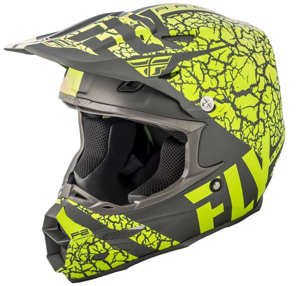 FLY RACING - F2 CARBON FRACTURE HELMET MATTE GREY/HI-VIS XS - Image 1