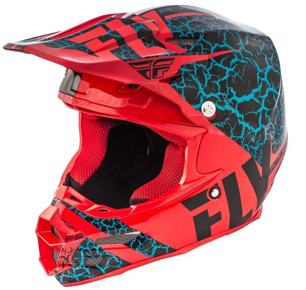 FLY RACING - F2 CARBON FRACTURE HELMET BLACK/RED/LIGHT BLUE XS - Image 1