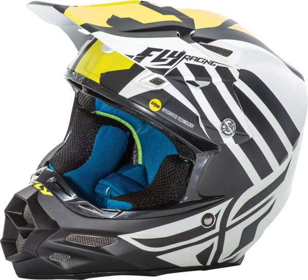 FLY RACING - F2 CARBON ZOOM HELMET MATTE WHITE/BLACK/HI-VIS 2X - Image 1