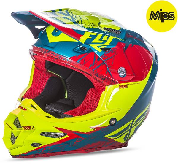 FLY RACING - F2 RETROSPEC HELMET RED/HI-VIS 2X - Image 1