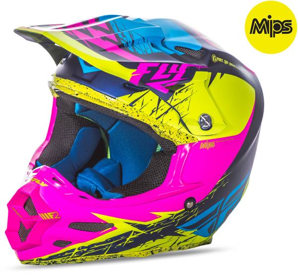 FLY RACING - F2 RETROSPEC HELMET MATTE HI-VIS/PINK 2X - Image 1