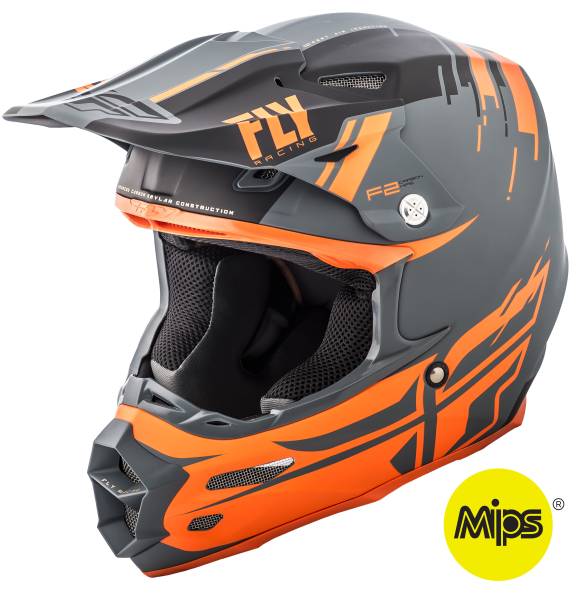 FLY RACING - F2 CARBON FORGE HELMET MATTE CHARCOAL/ORANGE/GREY XS - Image 1