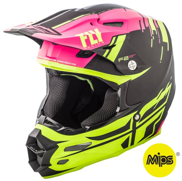 FLY RACING - F2 CARBON FORGE HELMET MATTE PINK/HI-VIS/BLACK XS - Image 1