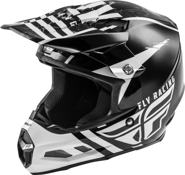 FLY RACING - F2 CARBON GRANITE HELMET WHITE/BLACK/GREY 2X - Image 1