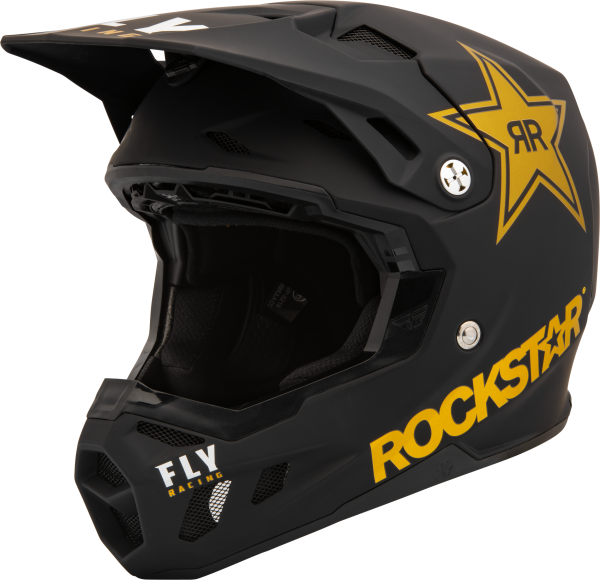 FLY RACING - FORMULA CC ROCKSTAR HELMET MATTE BLACK/GOLD 2X - Image 1