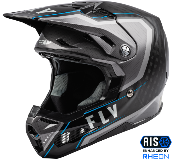 FLY RACING - FORMULA CARBON AXON HELMET BLACK/GREY/BLUE MD - Image 1