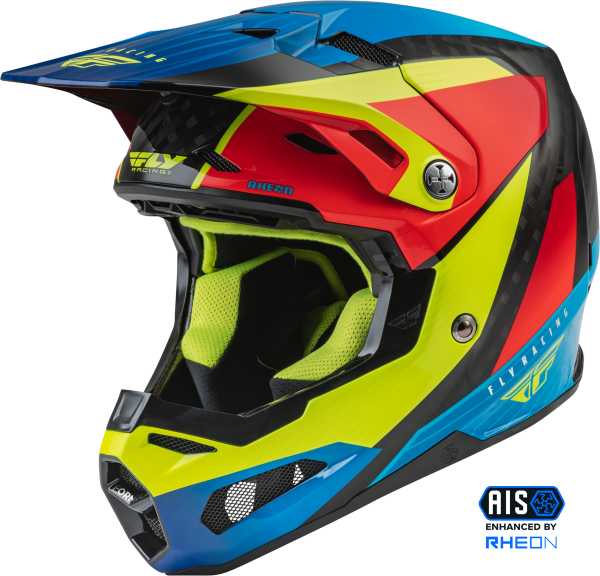 FLY RACING - FORMULA CARBON PRIME HELMET HI-VIS/BLUE/RED 2X - Image 1