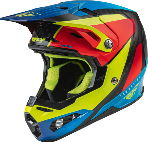 FLY RACING - YOUTH FORMULA CRB PRIME HELMET HI-VIS/BLUE/RED YL - Image 1