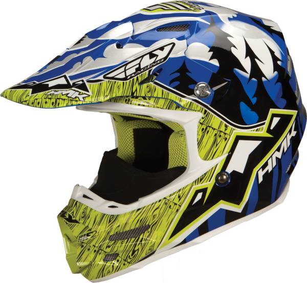 FLY RACING - F2 CARBON PRO HMK WILDERNESS HELMET BLUE/LIME 2X - Image 1