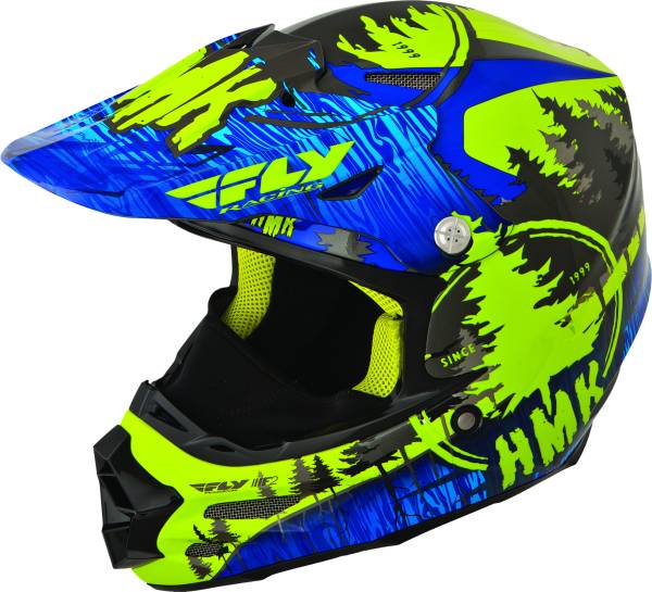 FLY RACING - F2 CARBON HMK PRO STAMP HELMET BLUE/GREEN 2X - Image 1